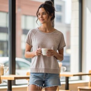 Golden by TNA Tan Melange Knit Short Sleeve Raglan T Shirt Size M